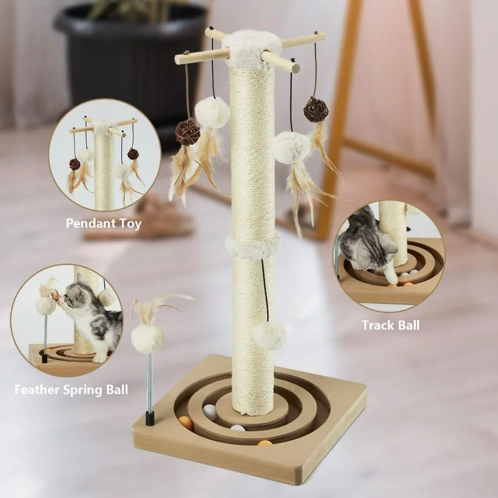 Cat Scratching Post Sisal Scratch Posts for Indoor Cats and Kittens with Trackin